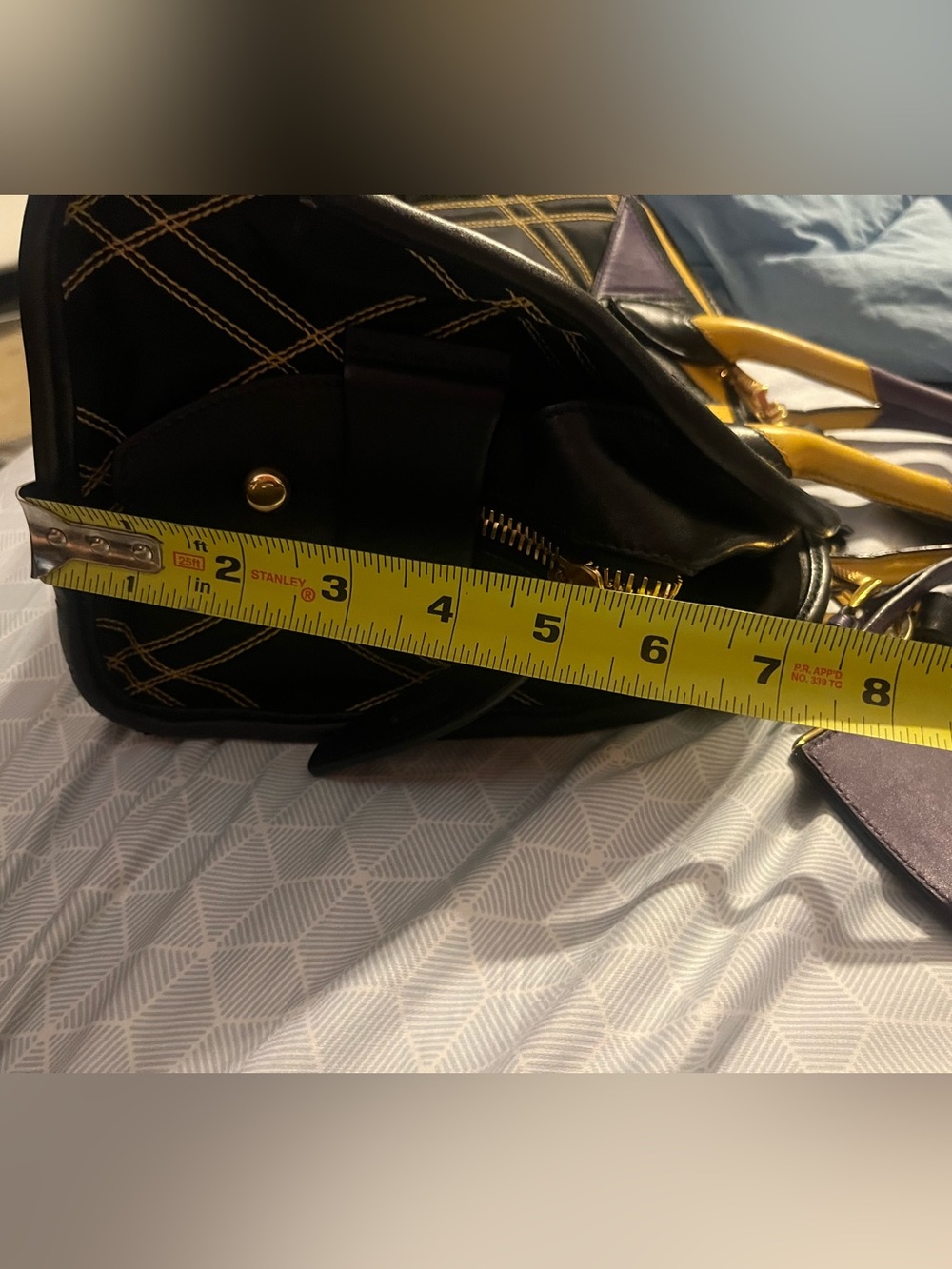 Prada Geometric Satchel in Black & Purple Excellent Preowned Condition. - Picture 9 of 12